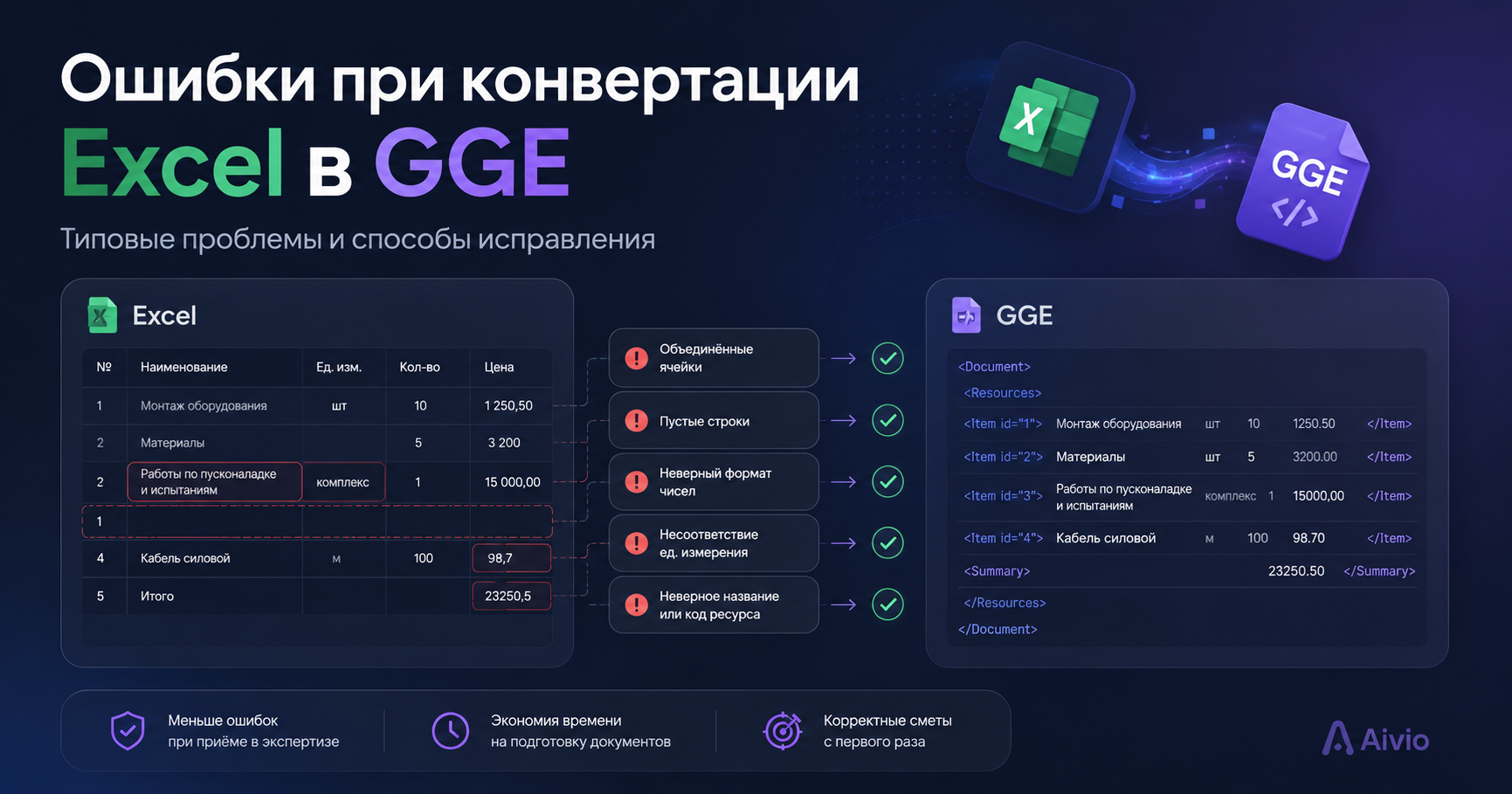 Типовые ошибки при конвертации Excel в GGE и как их исправить